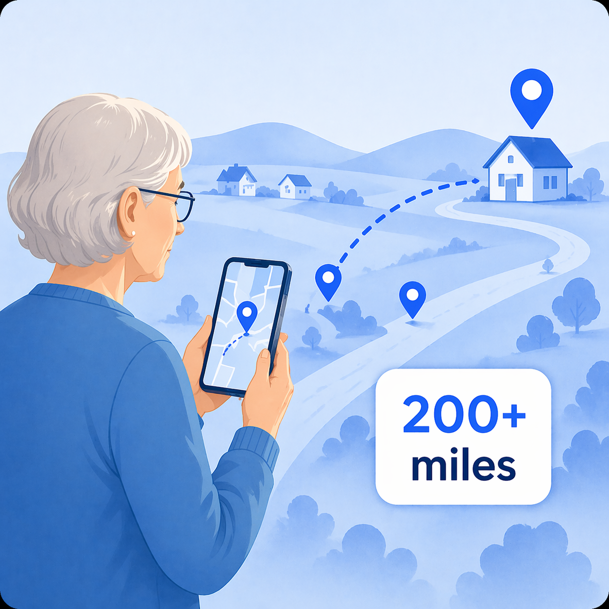 Older adult separated from family by distance